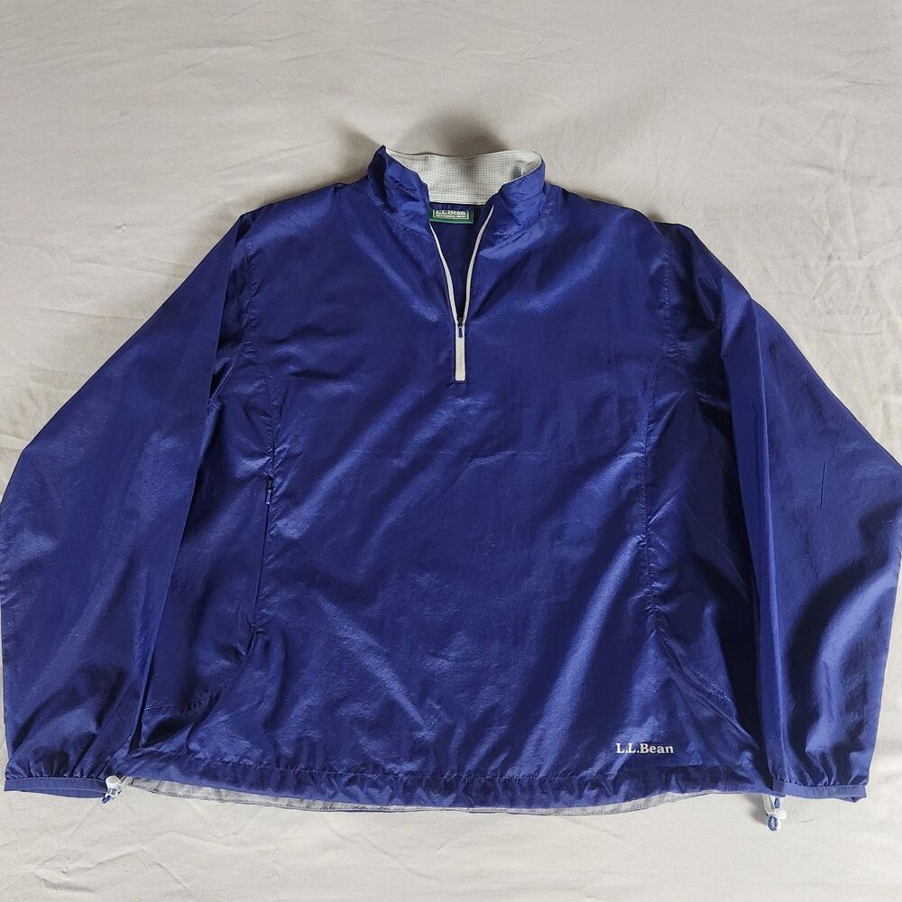 L.L. Bean Womens Large Blue 1/4 Zip Pullover Windbreaker Nylon Jacket